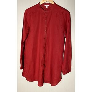 Eileen Fisher Red Linen Tunic Top - Size Small